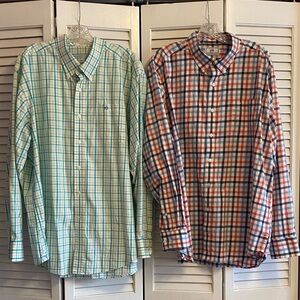 Southern Tide XXL Plaid Button-Down Shirts - Green and Red and Blue